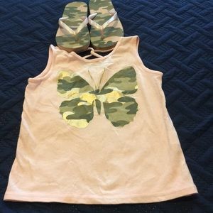 Camouflage tank, and matching slippers for girls